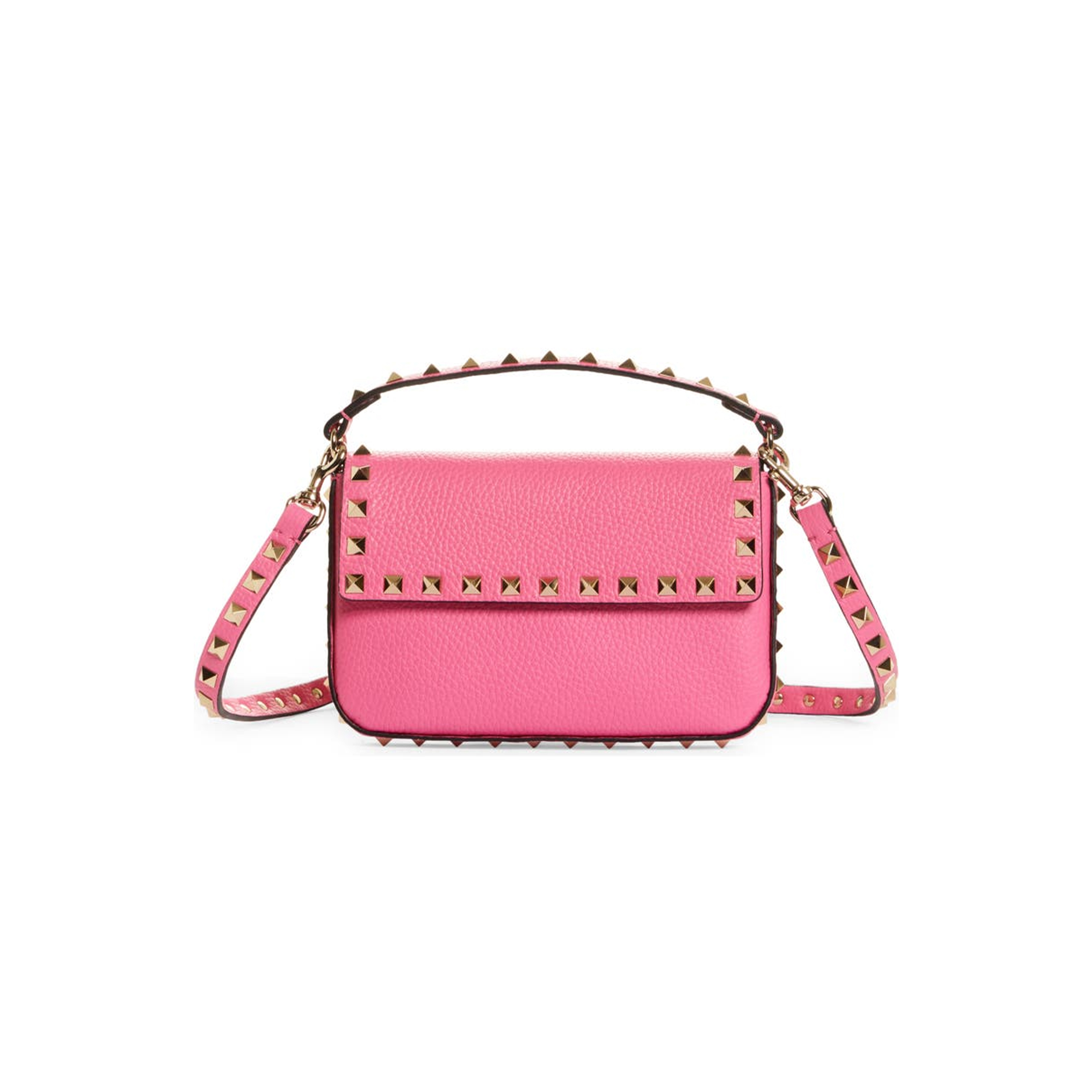 VALENTINO GARAVANI MINI ROCKSTUD LEATHER TOP HANDLE BAG 1W0P0W07VSH-UWT (19*12*3cm)